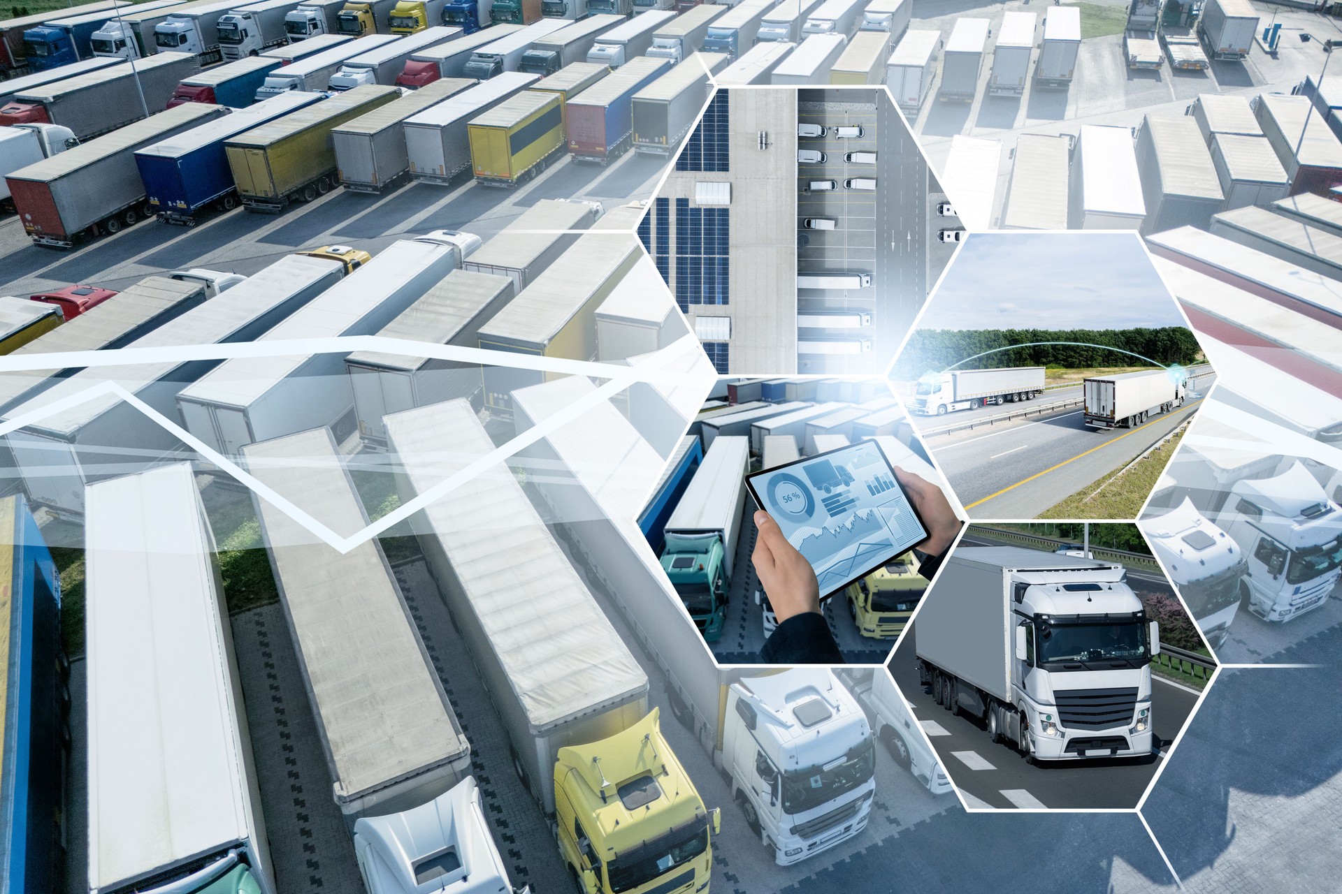 Fleet management, freight transportation and smart logistics concept.
